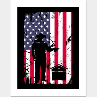 American Flag Beekeeper Beekeeping Apiarist Posters and Art